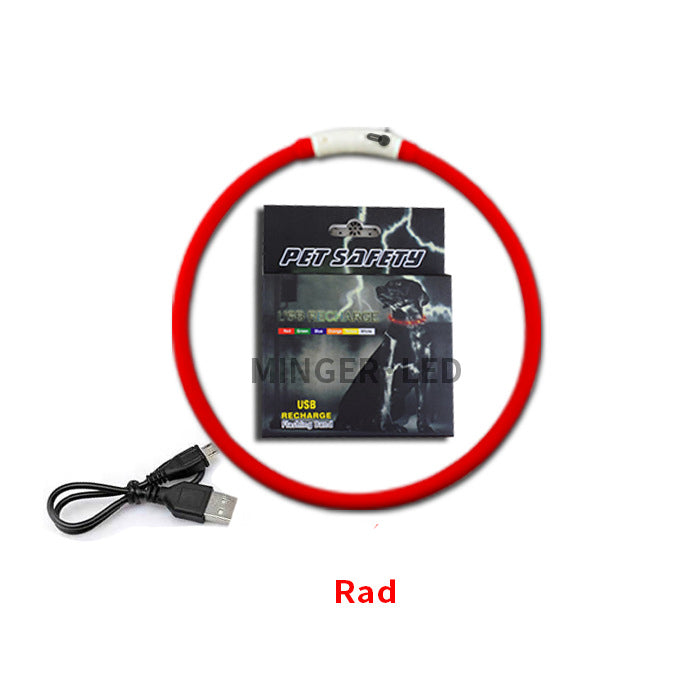 KFX-5770173 LED Silicone Pet Collar with USB Charging - Long Light and Flash Modes for Dogs and Cats