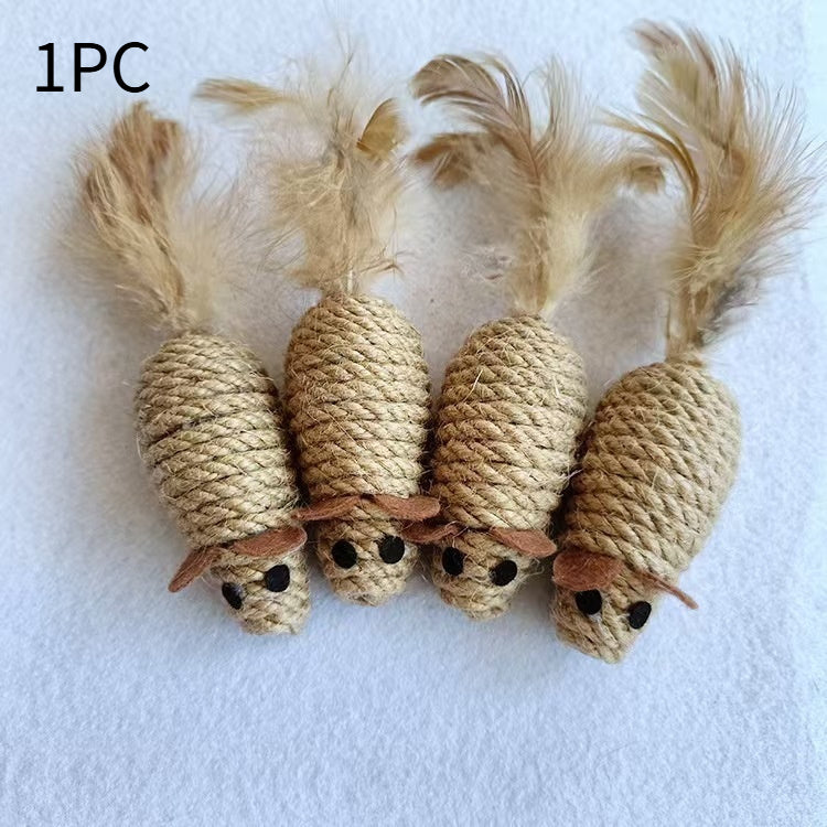 KFX-5770813 Sisal Round Molar Pet Toy with Cotton Strips for Engaging Chew Fun