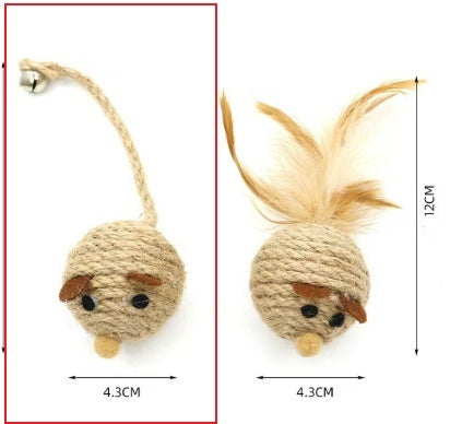 KFX-5770813 Sisal Round Molar Pet Toy with Cotton Strips for Engaging Chew Fun