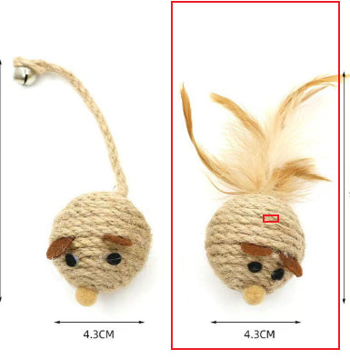 KFX-5770813 Sisal Round Molar Pet Toy with Cotton Strips for Engaging Chew Fun