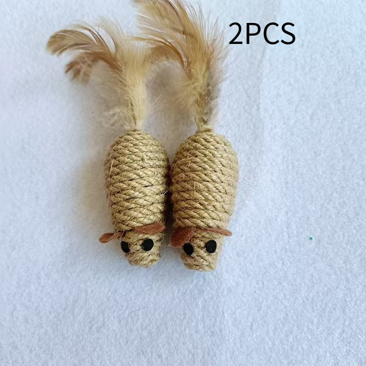 KFX-5770813 Sisal Round Molar Pet Toy with Cotton Strips for Engaging Chew Fun