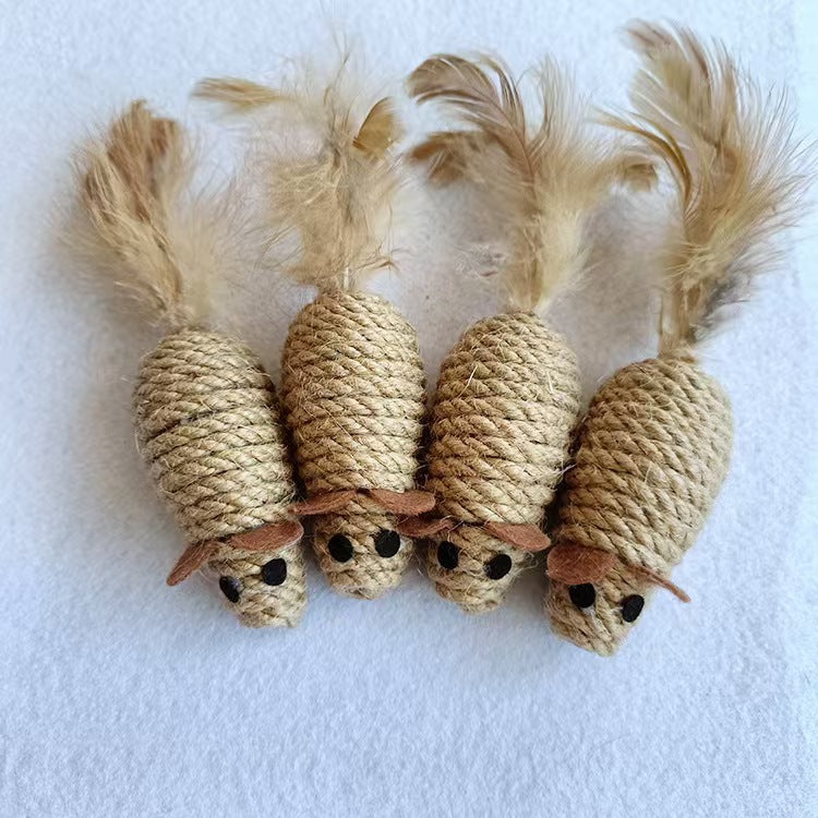 KFX-5770813 Sisal Round Molar Pet Toy with Cotton Strips for Engaging Chew Fun