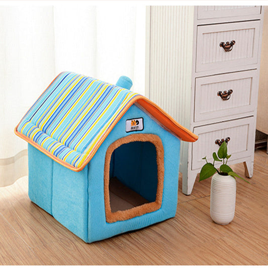 KFX-5772221 Cozy Removable Dog and Cat House for All Seasons - Available in Pink, Blue, Brown