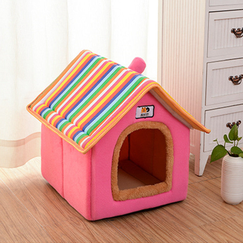 KFX-5772221 Cozy Removable Dog and Cat House for All Seasons - Available in Pink, Blue, Brown
