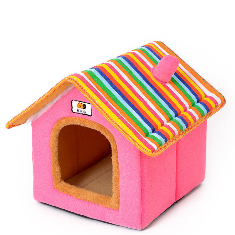 KFX-5772221 Cozy Removable Dog and Cat House for All Seasons - Available in Pink, Blue, Brown