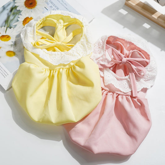 KFX-5772733 Lightweight Summer Cat Clothes in Yellow and Pink - Available in S, M, L, XL