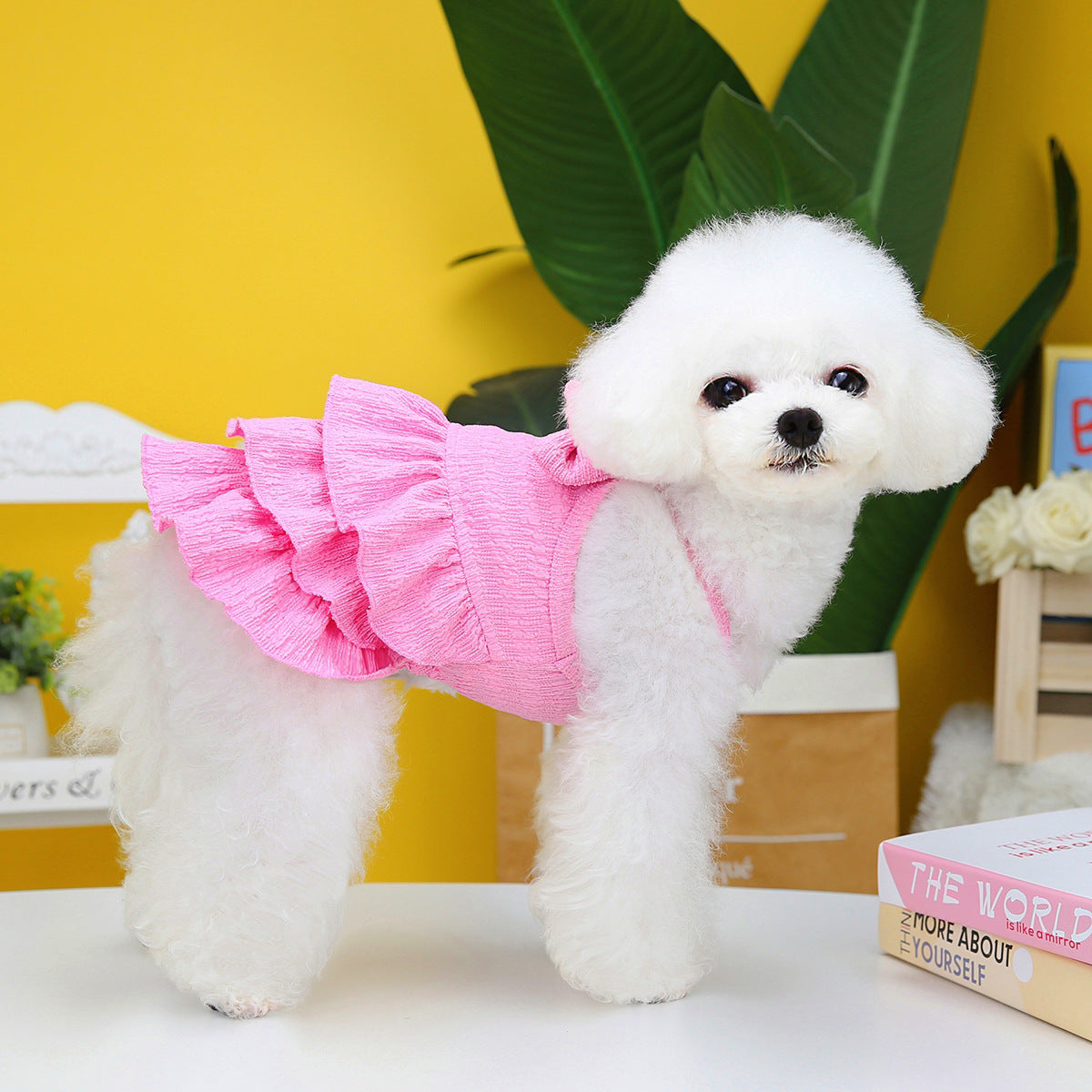 KFX-5774525 Candy Color Layered Dog Skirt for Mothers – Polyester Pet Clothing in Pink, Green, and Yellow (S-XXL)