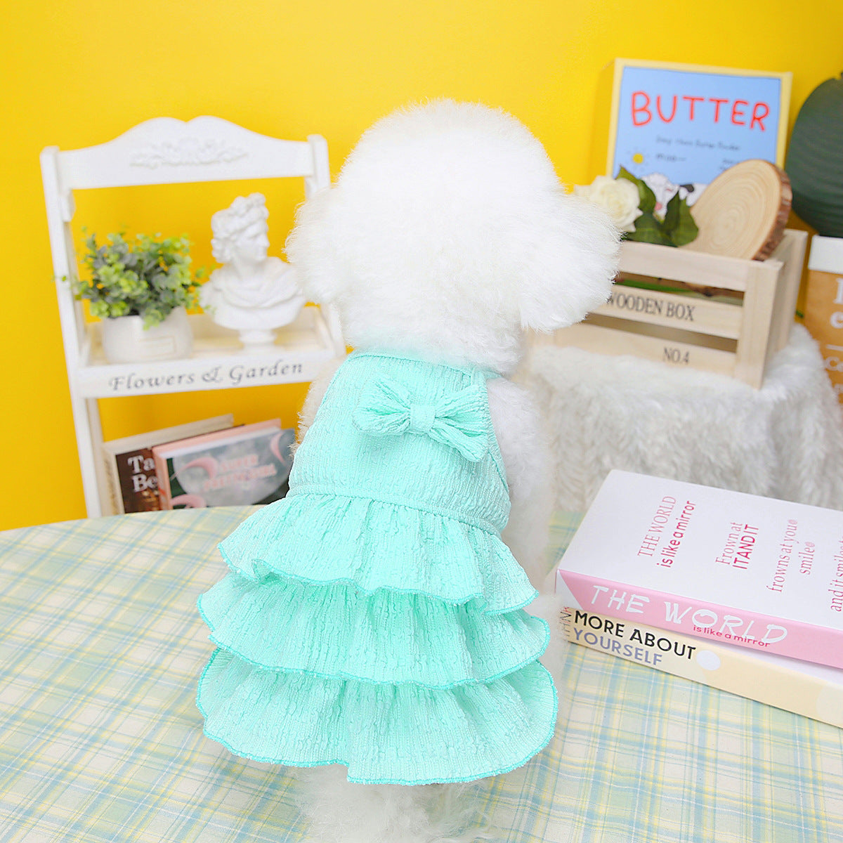 KFX-5774525 Candy Color Layered Dog Skirt for Mothers – Polyester Pet Clothing in Pink, Green, and Yellow (S-XXL)