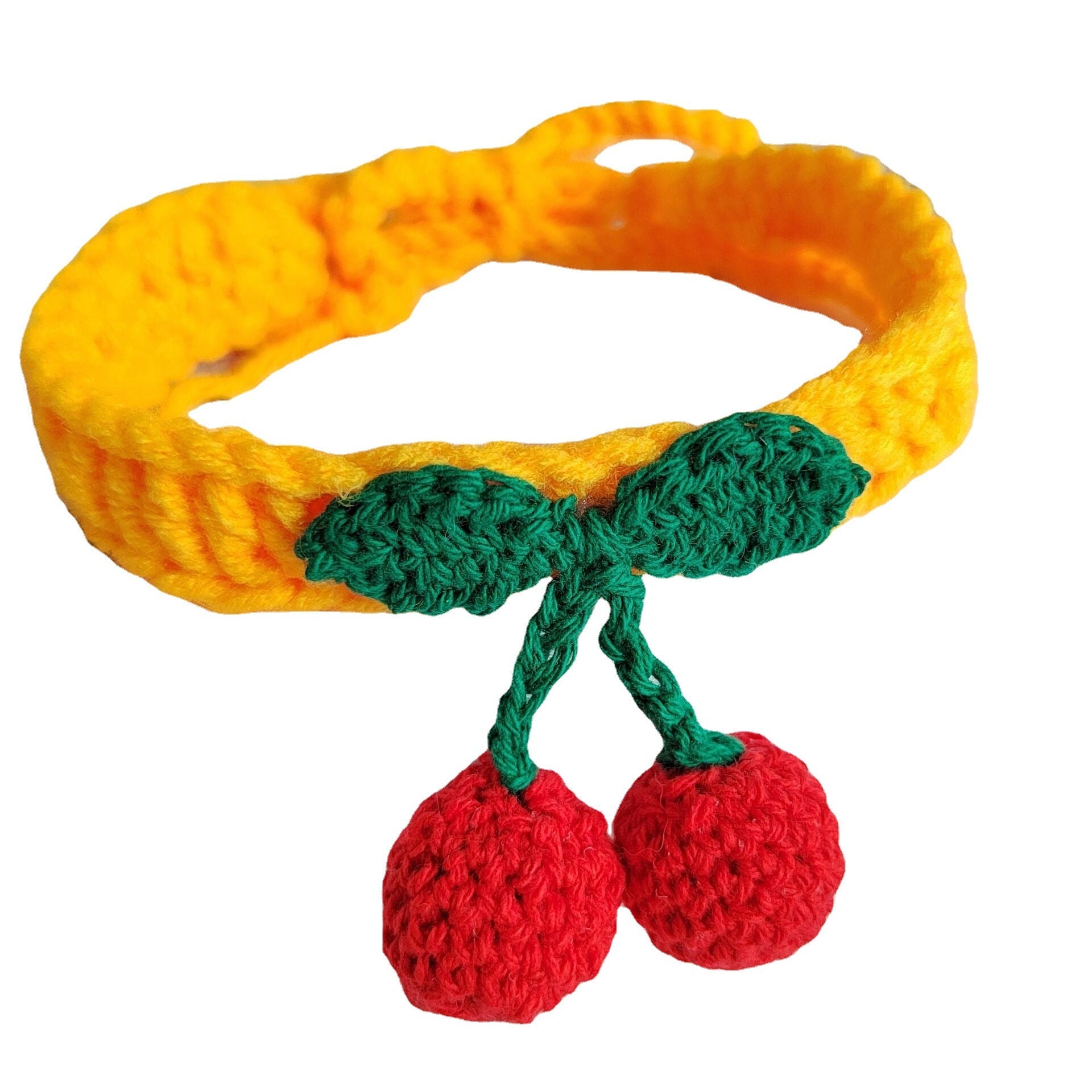 KFX-5775549 Handmade Knitted Wool Cat Collar in Fruit Patterns - Free Size, 60cm Length, Four Seasons Use