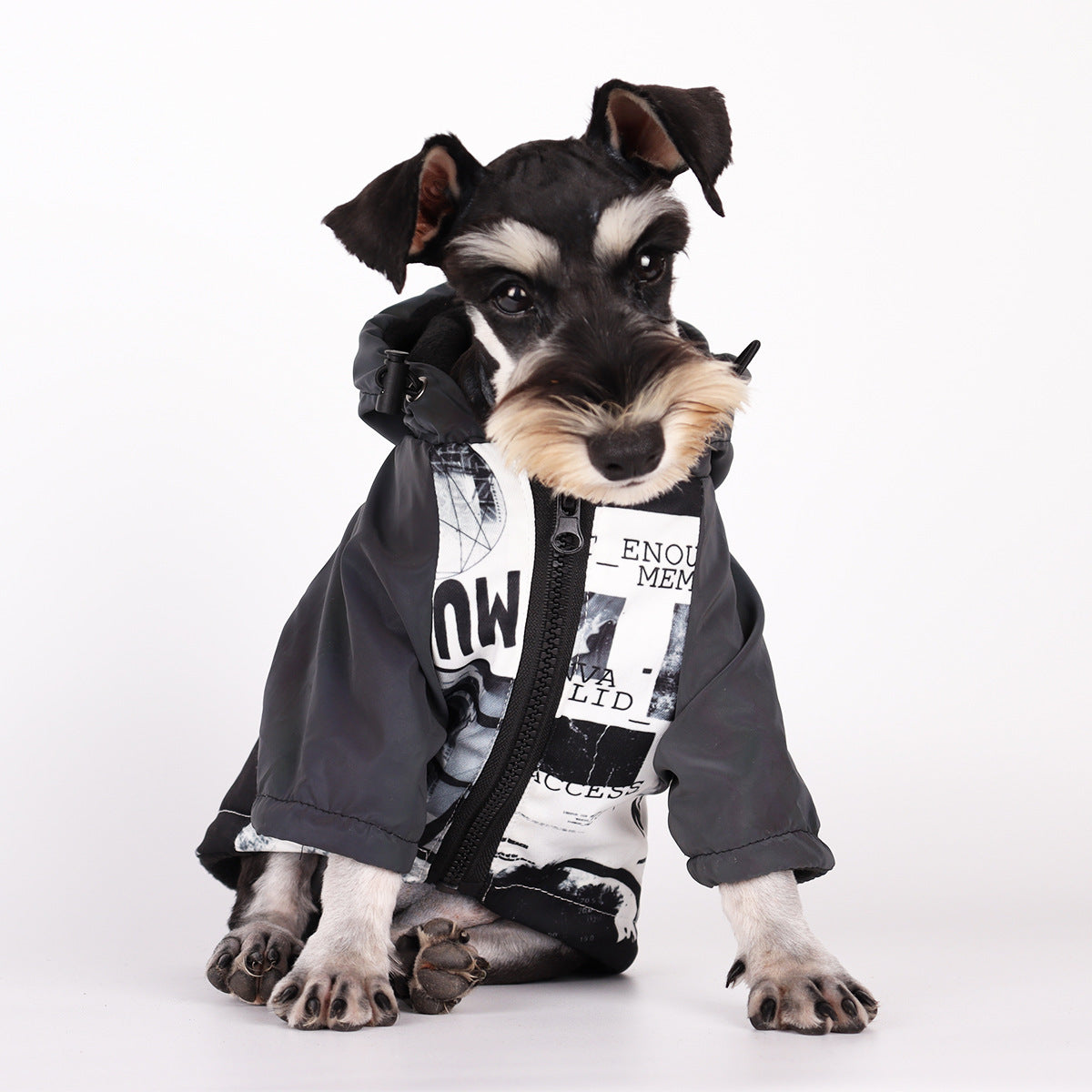 KFX-5776317 Reflective Raincoat for Dogs, Winter Warm Tide Jacket, Cotton, XS-2XL, Newspaper & Letters Design