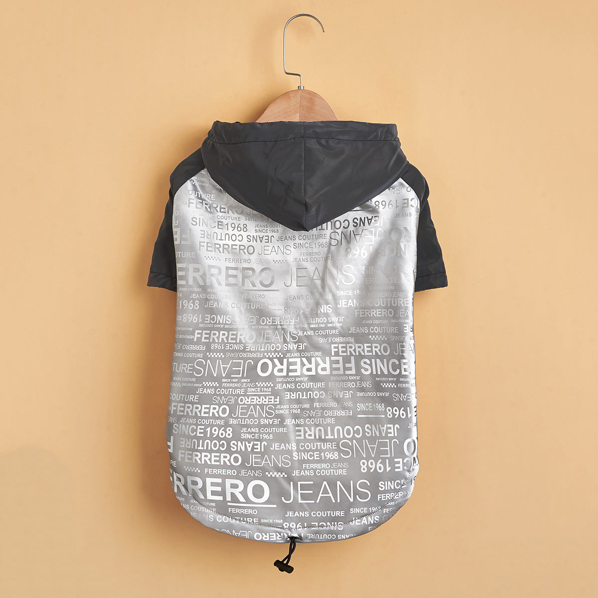 KFX-5776317 Reflective Raincoat for Dogs, Winter Warm Tide Jacket, Cotton, XS-2XL, Newspaper & Letters Design