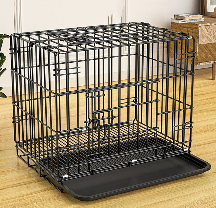 KFX-5779389 Folding Pet Cage with Strong Iron Wire - Multiple Sizes Available in Black, Blue, and Pink