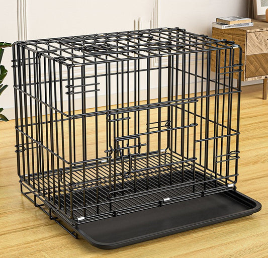 KFX-5779389 Folding Pet Cage with Strong Iron Wire - Multiple Sizes Available in Black, Blue, and Pink