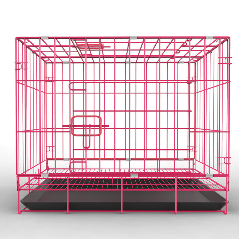 KFX-5779389 Folding Pet Cage with Strong Iron Wire - Multiple Sizes Available in Black, Blue, and Pink