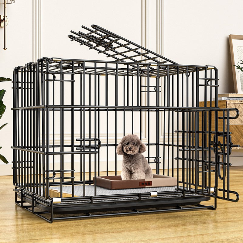 KFX-5779389 Folding Pet Cage with Strong Iron Wire - Multiple Sizes Available in Black, Blue, and Pink