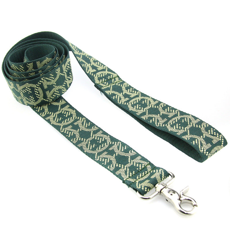 KFX-5782973 Adjustable Nylon Dog Leash with Chest Harness for Medium and Small Dogs, Green, 1.5m Traction Rope