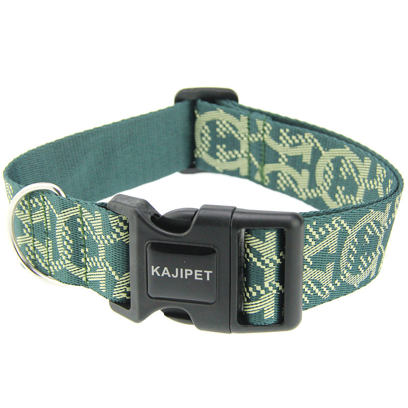 KFX-5782973 Adjustable Nylon Dog Leash with Chest Harness for Medium and Small Dogs, Green, 1.5m Traction Rope