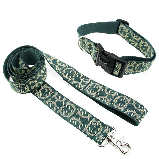 KFX-5782973 Adjustable Nylon Dog Leash with Chest Harness for Medium and Small Dogs, Green, 1.5m Traction Rope