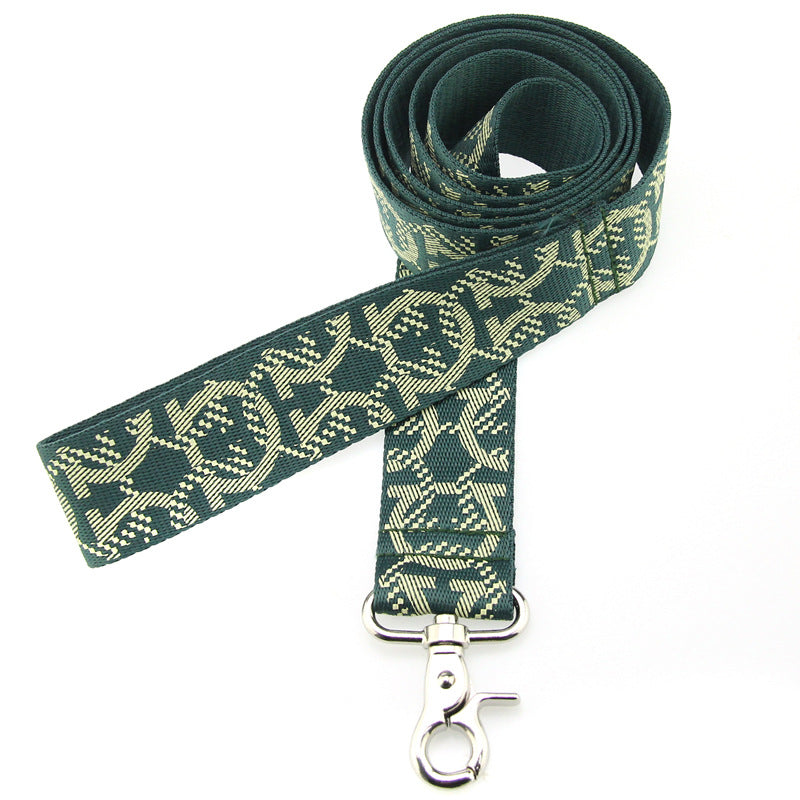 KFX-5782973 Adjustable Nylon Dog Leash with Chest Harness for Medium and Small Dogs, Green, 1.5m Traction Rope