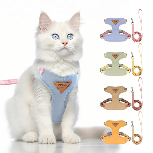 KFX-5783485 Pet Handheld Anti-Break Loose Cat Safety Harness and Leash Set in Multiple Colors
