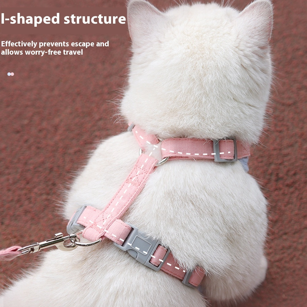KFX-5783485 Pet Handheld Anti-Break Loose Cat Safety Harness and Leash Set in Multiple Colors