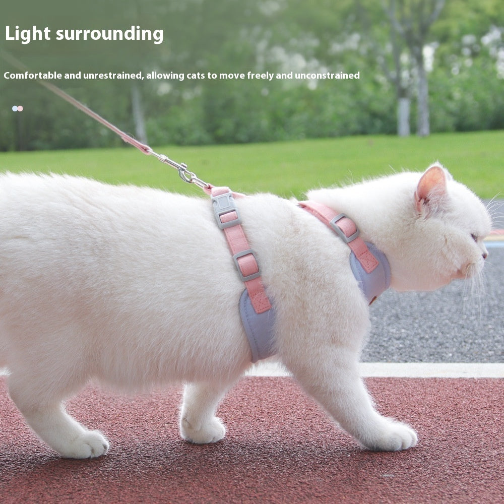 KFX-5783485 Pet Handheld Anti-Break Loose Cat Safety Harness and Leash Set in Multiple Colors