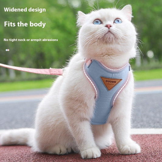KFX-5783485 Pet Handheld Anti-Break Loose Cat Safety Harness and Leash Set in Multiple Colors