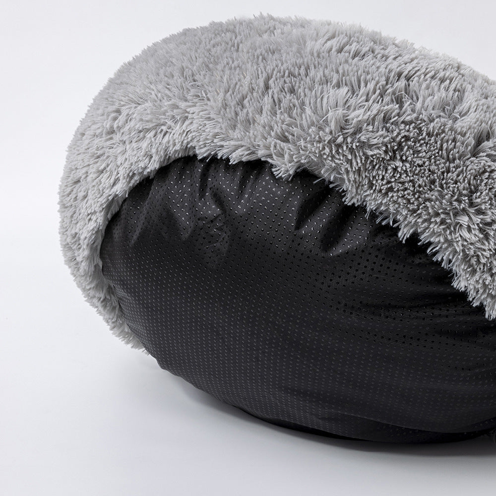 KFX-5783741 Plush Cat Ears Round Nest Bed - Soft Long Hair Design, Available in 50CM and 60CM Options