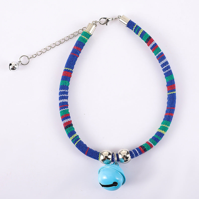 KFX-5785661 Trendy Adjustable Monochrome Cat Collar with Chain Design