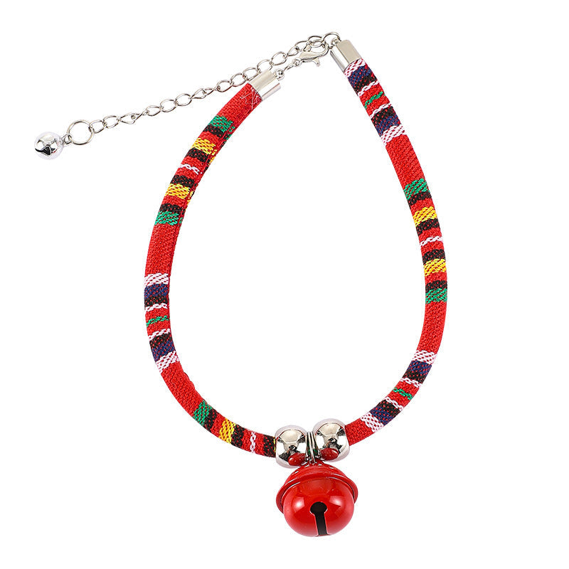 KFX-5785661 Trendy Adjustable Monochrome Cat Collar with Chain Design