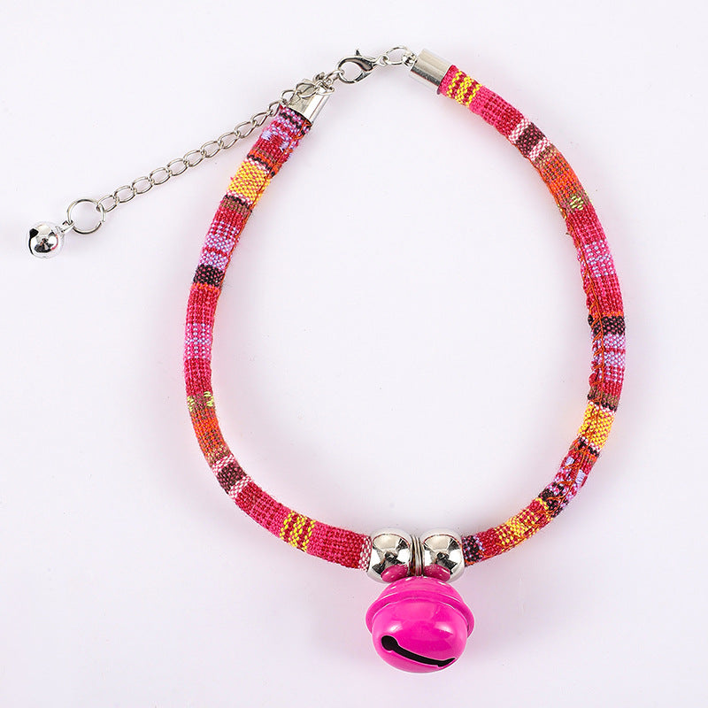 KFX-5785661 Trendy Adjustable Monochrome Cat Collar with Chain Design