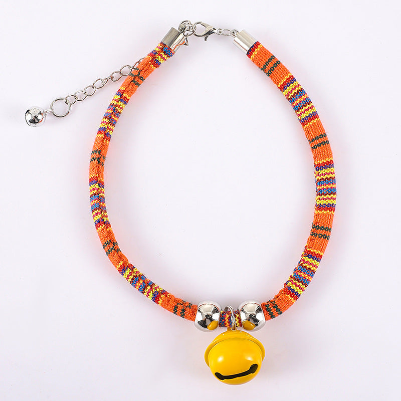 KFX-5785661 Trendy Adjustable Monochrome Cat Collar with Chain Design