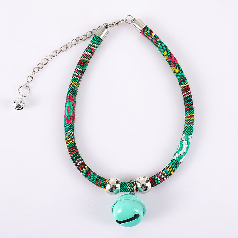 KFX-5785661 Trendy Adjustable Monochrome Cat Collar with Chain Design