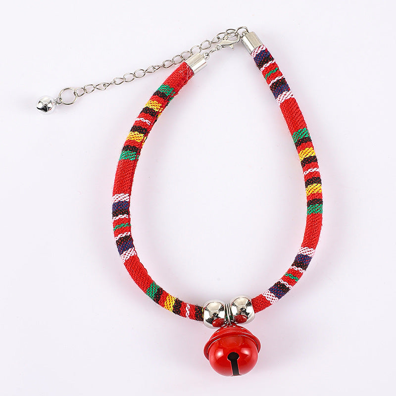 KFX-5785661 Trendy Adjustable Monochrome Cat Collar with Chain Design