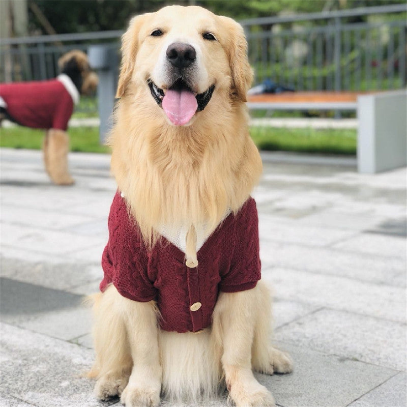 KFX-5787837 Cozy Casual Cardigan for Large Dogs - Cotton and Polyester Blend, Sizes 8 to 12