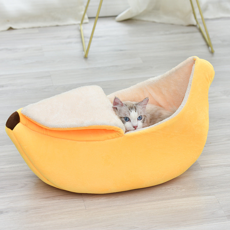 KFX-5788093 Round Removable and Washable Cat and Dog Nest in Yellow and Green – Four Seasons Universal Comfort for Small Pets