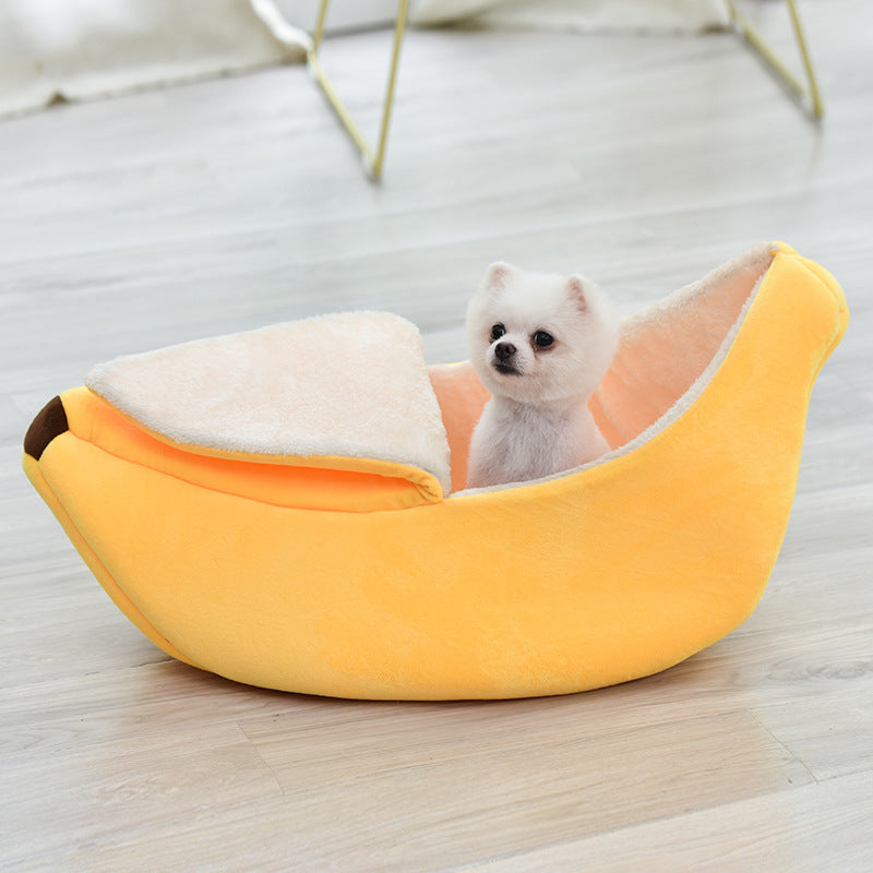 KFX-5788093 Round Removable and Washable Cat and Dog Nest in Yellow and Green – Four Seasons Universal Comfort for Small Pets