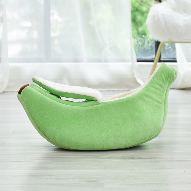 KFX-5788093 Round Removable and Washable Cat and Dog Nest in Yellow and Green – Four Seasons Universal Comfort for Small Pets