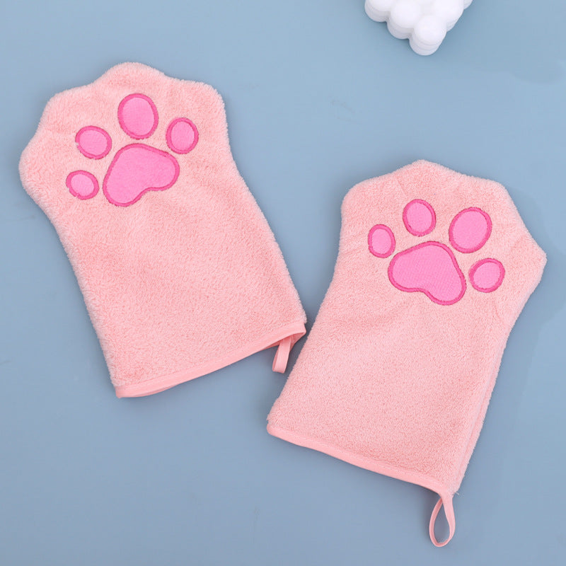 KFX-5789117 Soft Coral Fleece Quick-Drying Absorbent Towel for Pets - 15x22cm, Available in Pink, Sky Blue, Gray