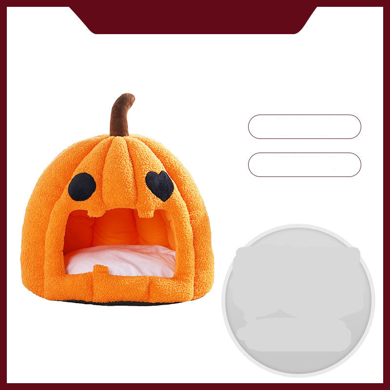 KFX-5789501 Cozy Semi-Enclosed Pet Nest with Removable Crystal Velvet Lining