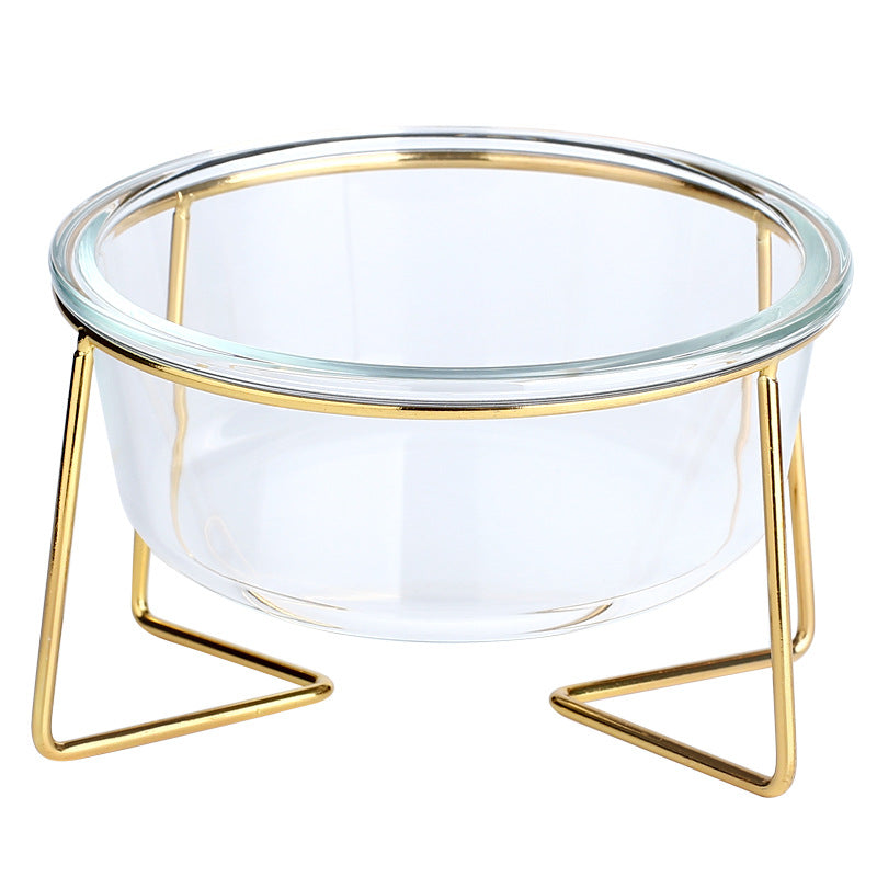 KFX-5789629 Tilted Glass Pet Bowl for Cats and Dogs - Available in Small 480ml and Large 800ml Sizes
