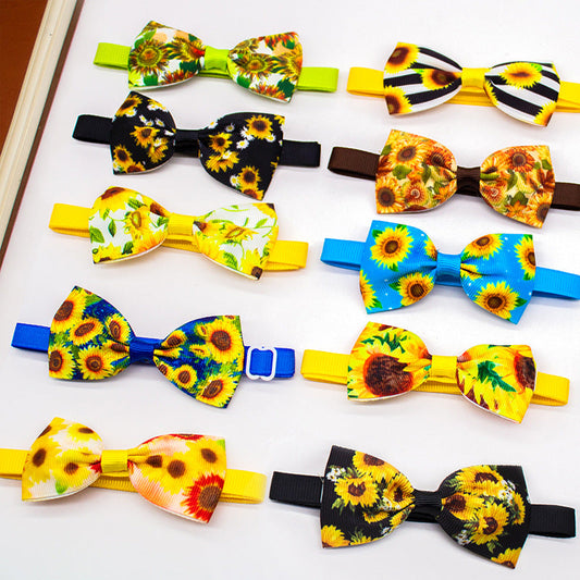 KFX-5791421 Sunflower Pet Bow Tie for Dogs – Summer Floral Design in Various Colors