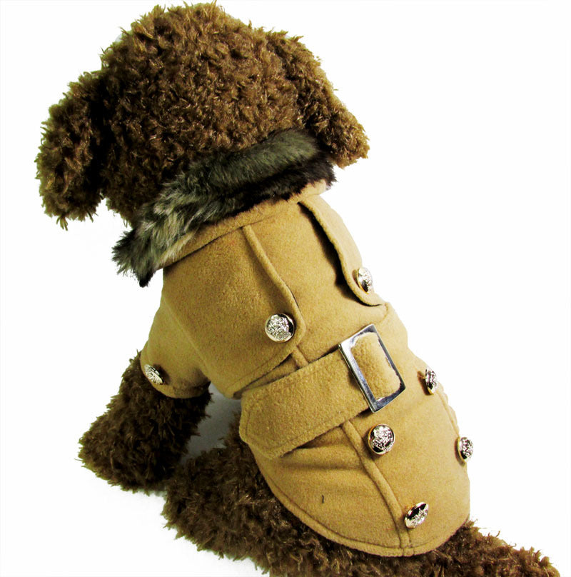 KFX-5793597 Luxury Warm Furry Jacket Coat for Pets - Wool Blend, Available in Various Colors and Sizes