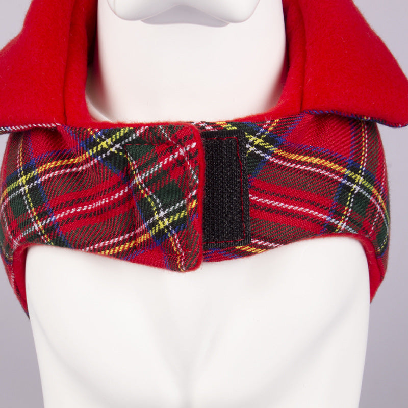 KFX-5793853 Red Plaid Dog Coat Warm Thickened Cotton Vest for Pets