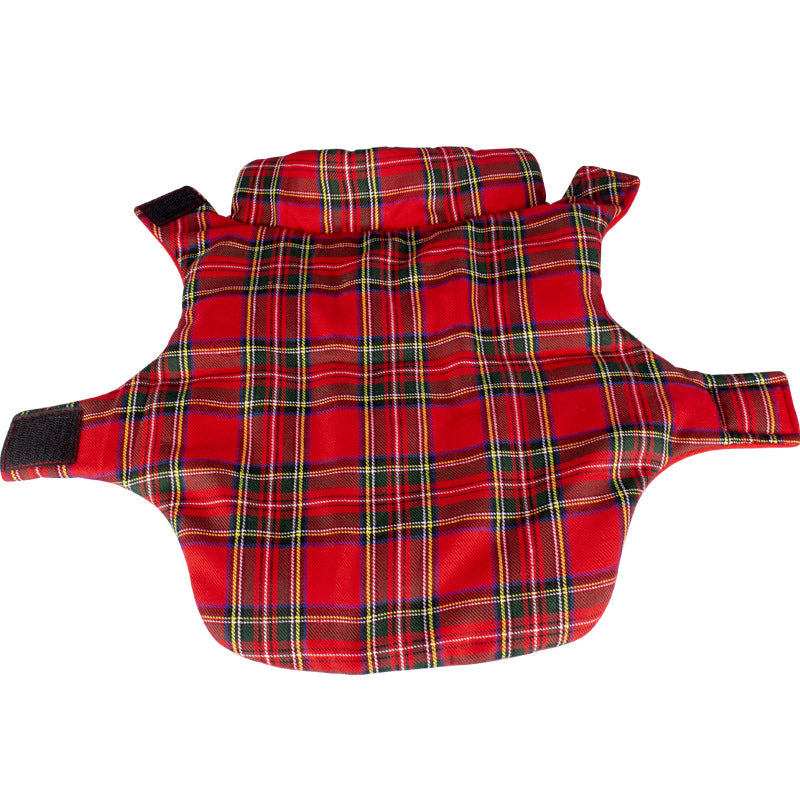 KFX-5793853 Red Plaid Dog Coat Warm Thickened Cotton Vest for Pets