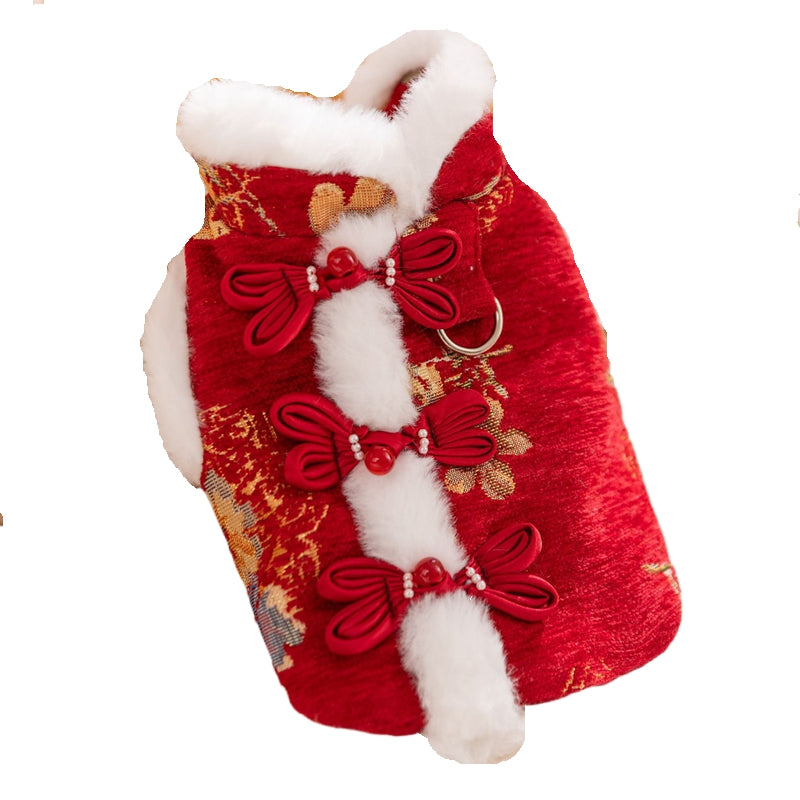 KFX-5793981 Festive Autumn Winter Fleece Two-Legged Coat for Small Dogs and Cats