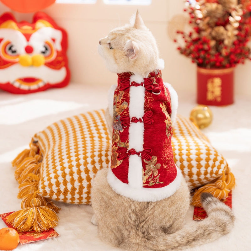 KFX-5793981 Festive Autumn Winter Fleece Two-Legged Coat for Small Dogs and Cats