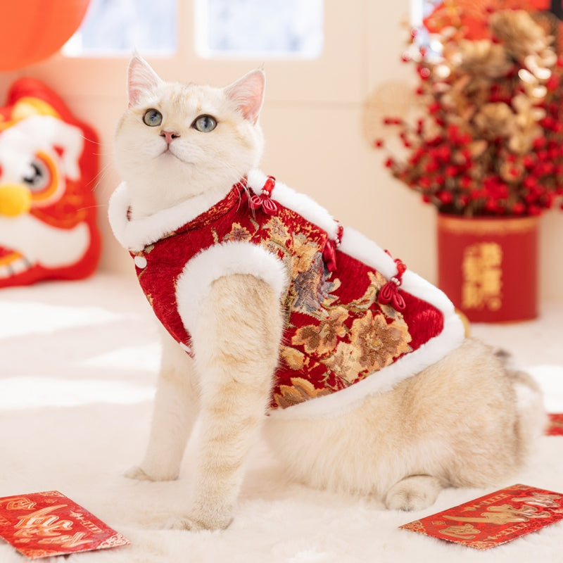 KFX-5793981 Festive Autumn Winter Fleece Two-Legged Coat for Small Dogs and Cats
