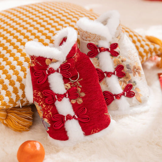 KFX-5793981 Festive Autumn Winter Fleece Two-Legged Coat for Small Dogs and Cats
