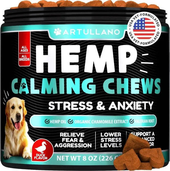KFX-5795261 Hemp Calming Chews for Dogs - Anxiety Relief Treats with Natural Ingredients for Stress Reduction and Hip Support - 120 Count